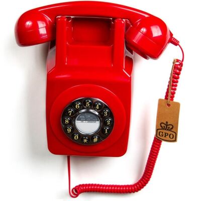 Wall Telephone Gpo 746 Red Silver