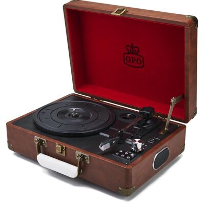 Gpo Attache Turntable Brown Red