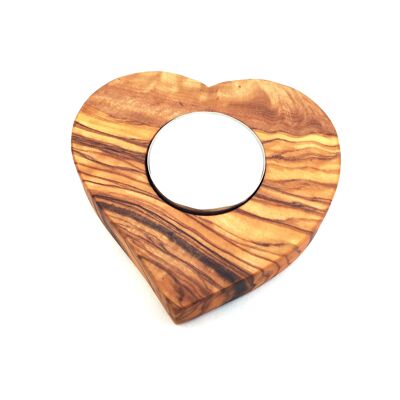 Portacandele cuore portacandele in legno d'ulivo fatto a mano