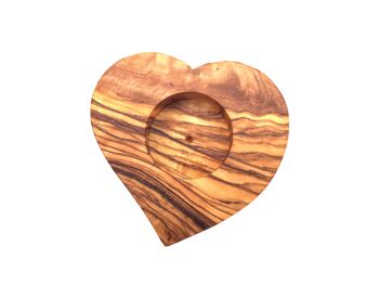 Photophore coeur bougeoir en bois d'olivier fait à la main 3