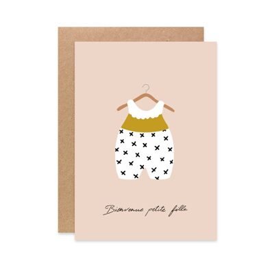 Welcome baby girl birth card