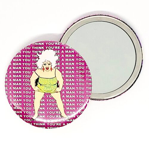 1980's style Divine You Think You're A Man Hand Pocket Mirror