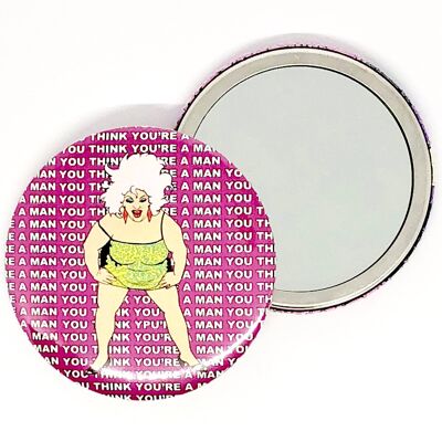 1980's style Divine You Think You're A Man Hand Pocket Mirror