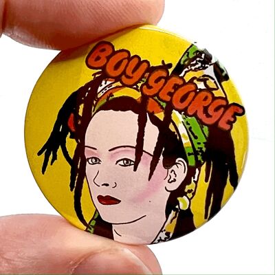 Boy George Red Gold & Green Button Pin Badge (pack of 3)