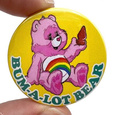 Bum A Lot Bear Button Pin Badge (pack of 3)