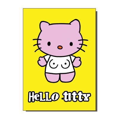 Hello Titty Cat Card  (pack of 6)