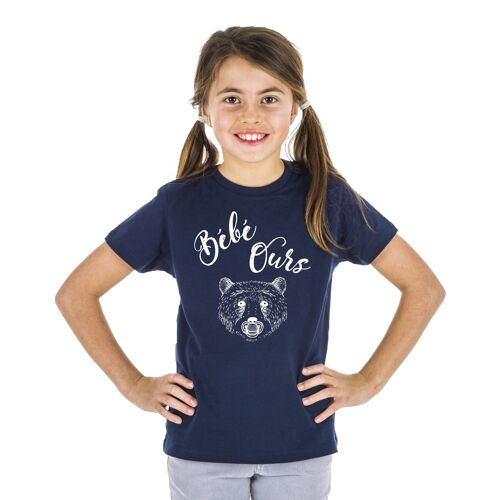 TSHIRT NAVY BEBE OURS fille