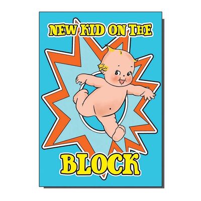 Neues Kind auf dem Block neue Baby-Kewpie-Grußkarte