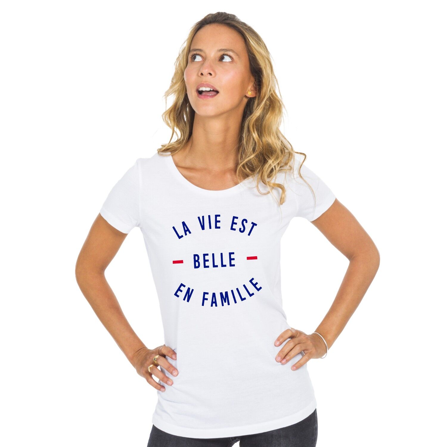 Buy wholesale WHITE TSHIRT LIFE IS BEAUTIFUL IN FAMILY woman