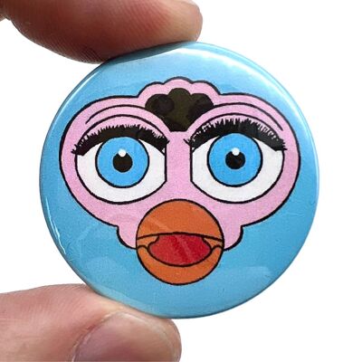 Cute Furby Face Button Pin Badge