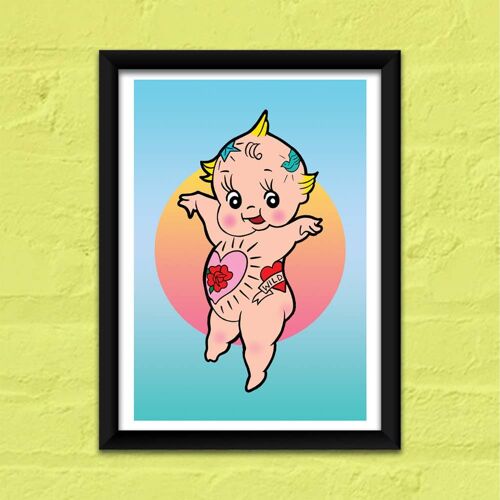 Cute Tattoo Kewpie Baby Doll Print