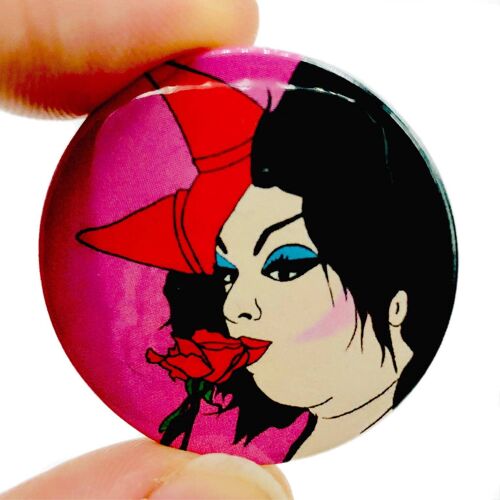 Divine Rose Drag Queen Button pin Badge