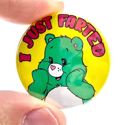I Just Farted Bear 1980s Inspired Button Pin Badge