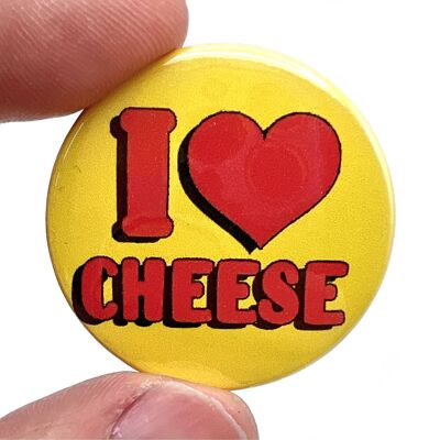 Me encanta la insignia de pin de botón de queso