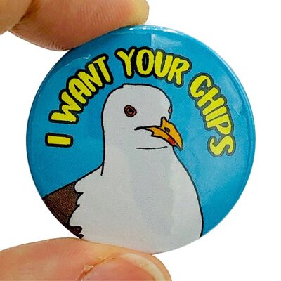 Pin de botón Quiero tus fichas (paquete de 3)