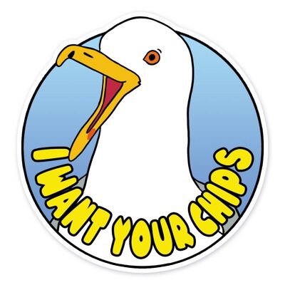 Je veux votre autocollant de vinyle de mouette de puces