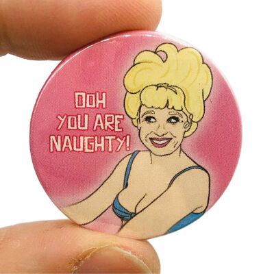 Oh You Are Naughty Barbara Windsor Carry On Badge Button Pin Badge (pack of 3)