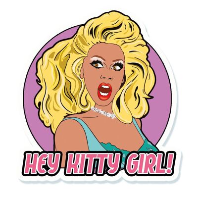 Autocollant en vinyle RuPaul Hey Kitty Girl Drag Race (lot de 3)
