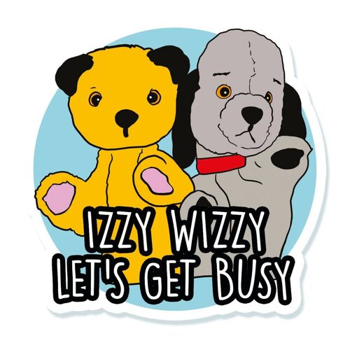 Sooty And Sweep Izzy Wizzy Let's Get Busy Vinyl Sticker (pack of 3)