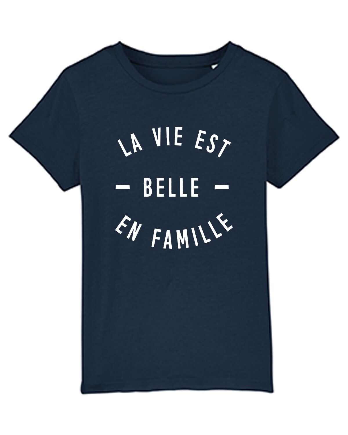 TSHIRT BLU LA VITA È BELLA CON LA FAMIGLIA ragazza