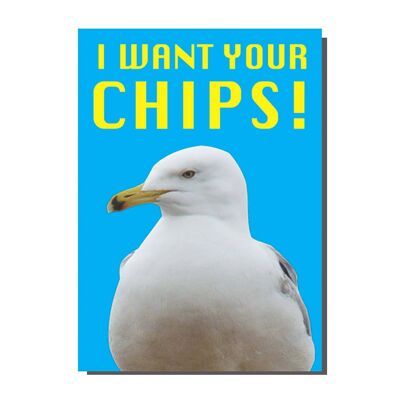 I Want Your Chips Seagull Card  (pack of 6)