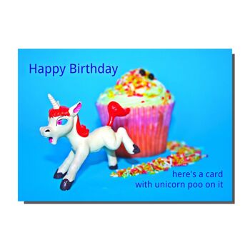 Carte d'anniversaire Licorne caca (lot de 6)