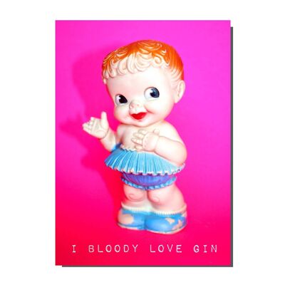 Kitsch I Bloody Love Gin Greetings Card (pack of 6)