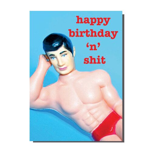 Happy Birthday 'N' Shit Male Pinup Card (pack of 6)
