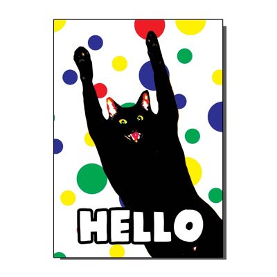 Tarjeta Crazy Hello Cat (paquete de 6)