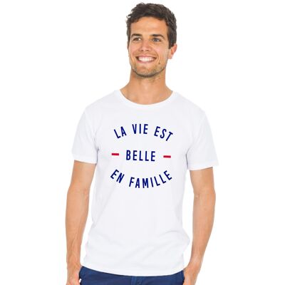 TSHIRT BIANCA LA VITA E' BELLA CON LA FAMIGLIA uomo