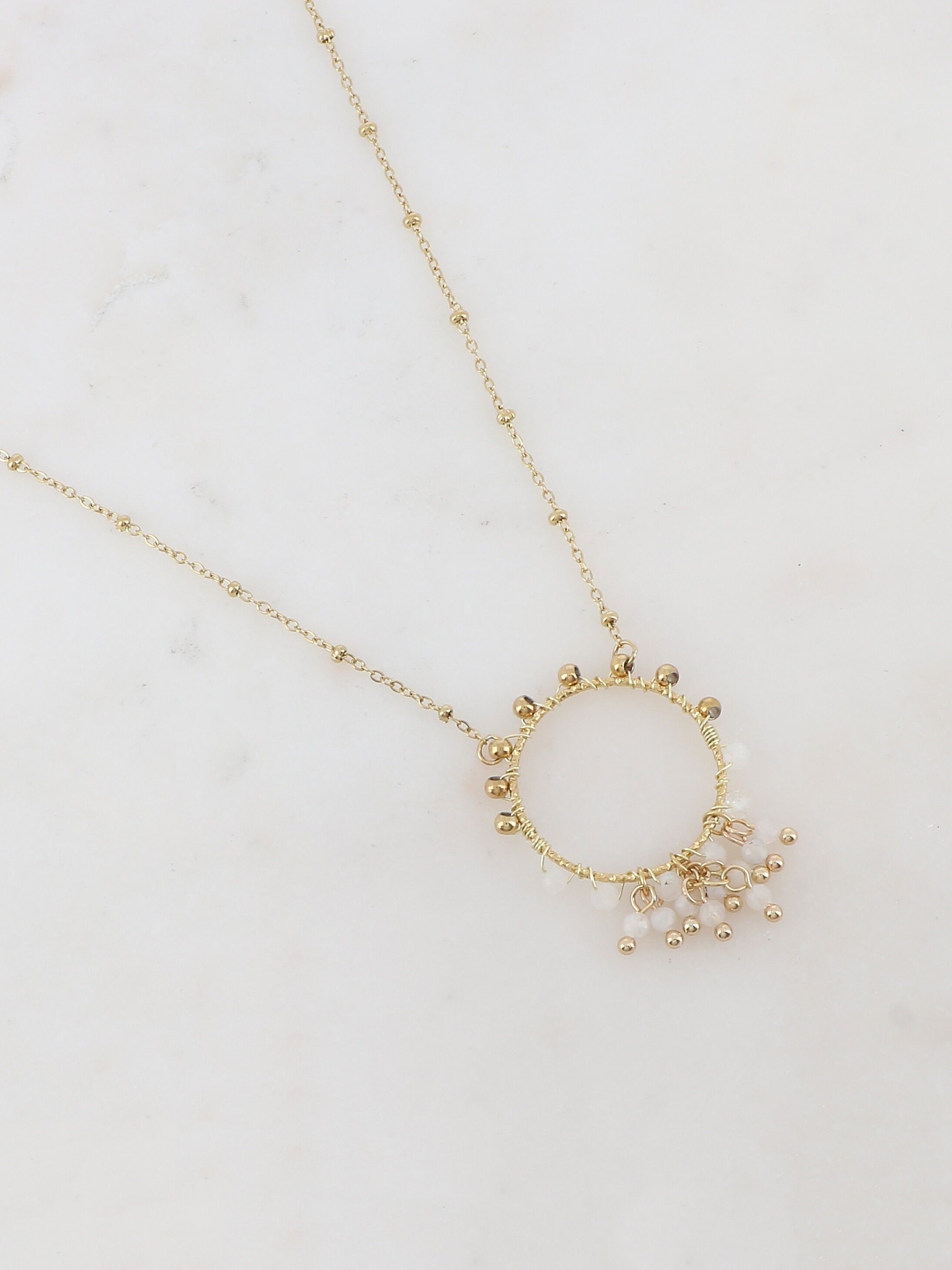 Collana Manolya - Agata bianca dorata