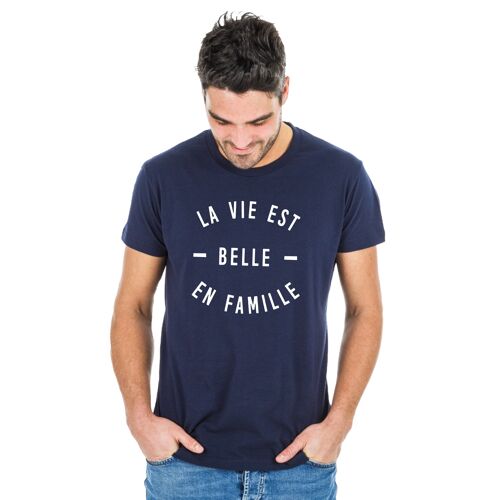 TSHIRT NAVY LA VIE EST BELLE EN FAMILLE homme