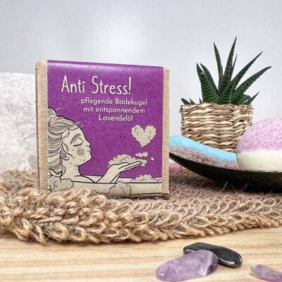 Anti Stress! - pflegende Badekugel mit entspannendem Lavendelduft - VERPACKT
