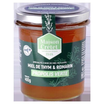 Miel de thym, romarin et propolis verte 400g