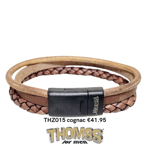 Thomss armband met zwarte sluiting, meerdere bandjes leer