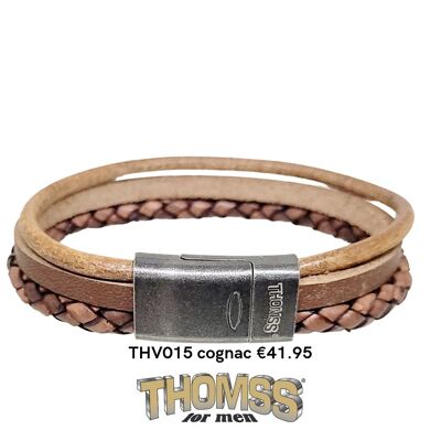 Thomss bracelet with vintage clasp, multiple leather straps
