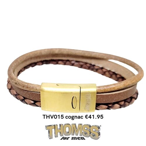 Thomss armband met gouden sluiting, meerdere bandjes leer