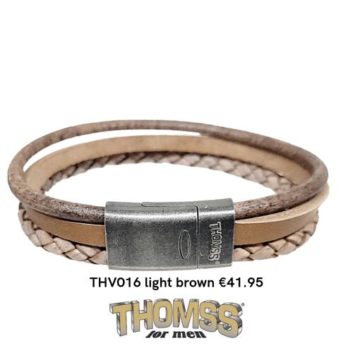 Thomss armband met vintage sluiting, meerdere bandjes leer