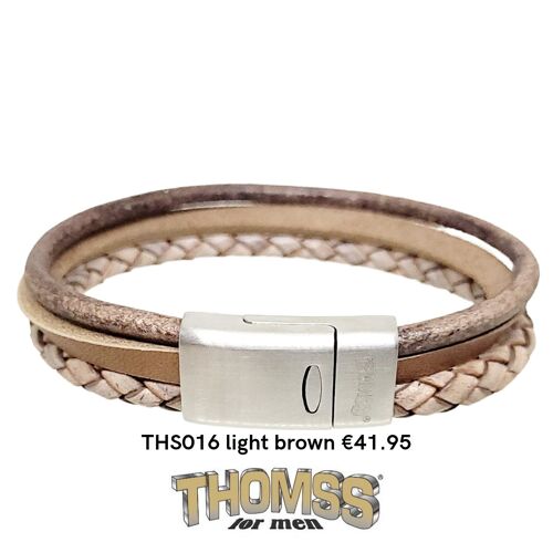 Thomss armband met zilveren sluiting, meerdere bandjes leer