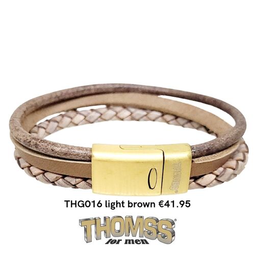 Thomss armband met gouden sluiting, meerdere bandjes leer