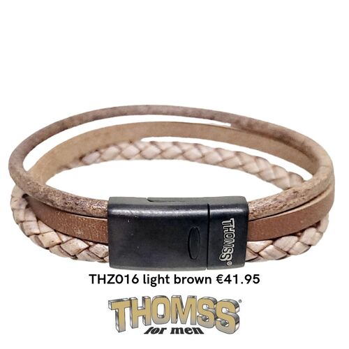 Thomss armband met zwarte sluiting, meerdere bandjes leer