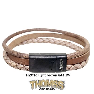 Thomss-Armband mit schwarzem Verschluss, mehrere Lederriemen