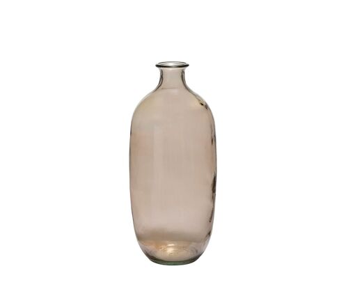 Florero botella marrón de cristal reciclado