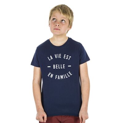 Navy children's t-shirt life is beautiful with family