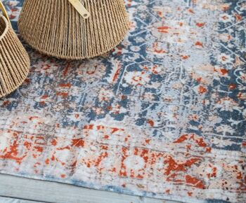 Tapis fleurs coton orange 4