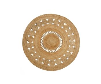 Tapis rond beige en fibres naturelles 2