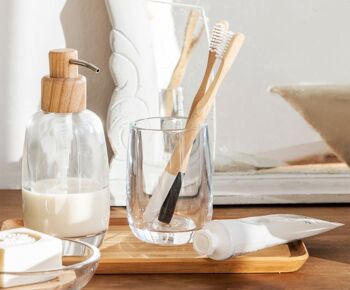 Porte-brosse à dents rond classique en verre pour salle de bain 2