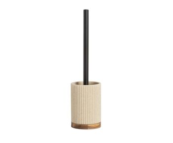 Brosse WC beige en bois et résine 1