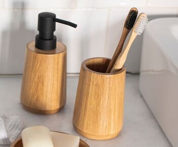 Porte-brosse à dents de salle de bain en bois de chêne brun 2