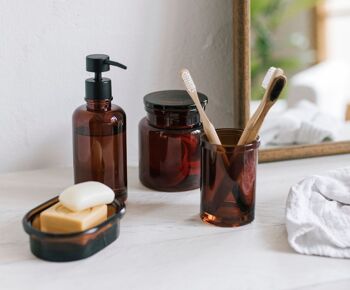 Porte-savon de salle de bain en verre moderne marron 2